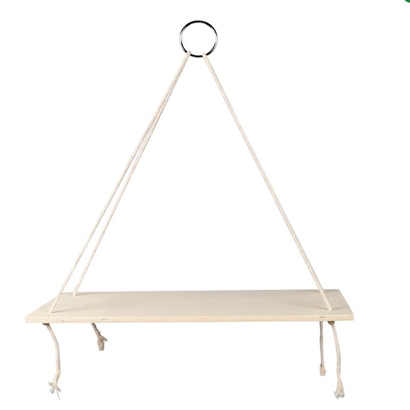 New 3 PC Decorative Hanging Wall Shelves with Rope - Picture 4 of 11